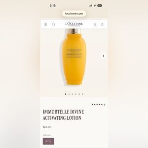 L'OCCITANE Immortelle Divine Activating Lotion in Gold